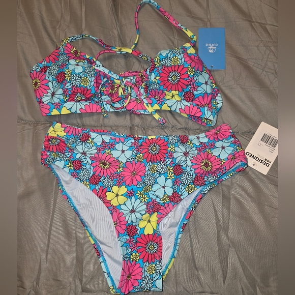 Cupshe Other - Floral Bikini Set with Pink and Blue Flowers